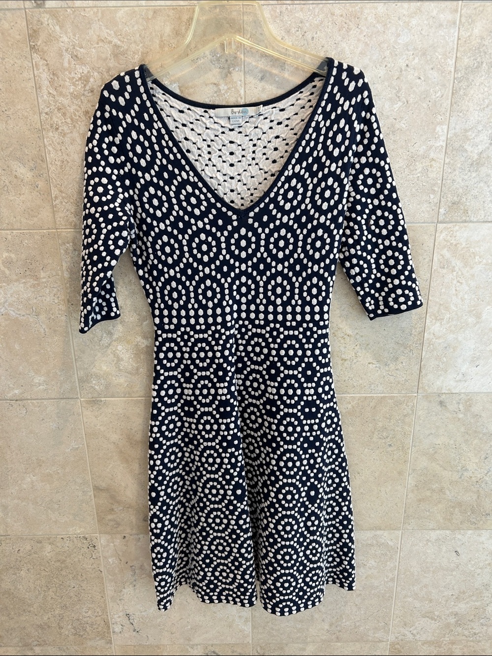 Boden Navy and White Dot-Pattern Midi Dress